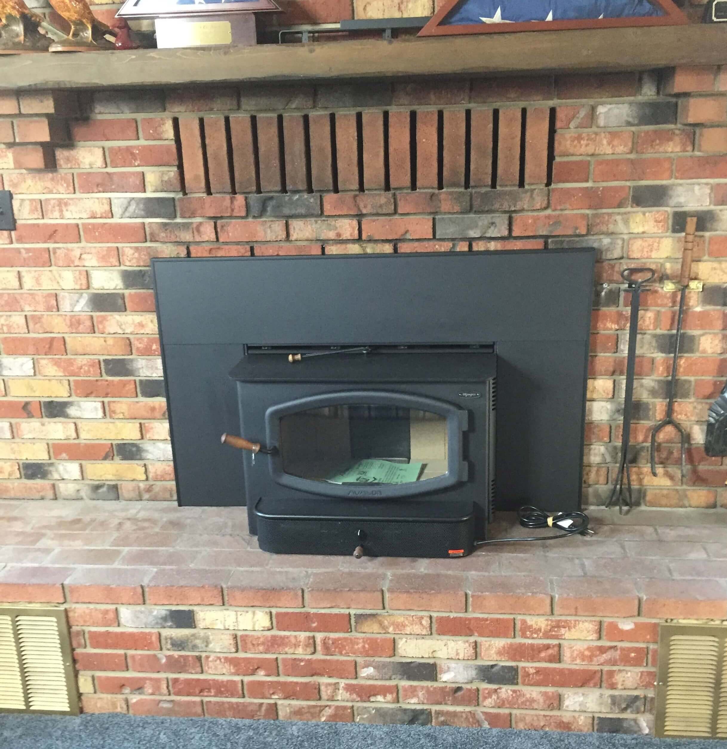 after picture of wood stove installation