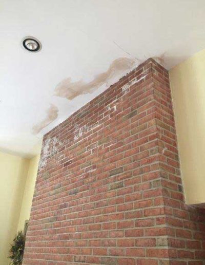 Water Leak Damage to inside of Home due to Water Entry via Chimney